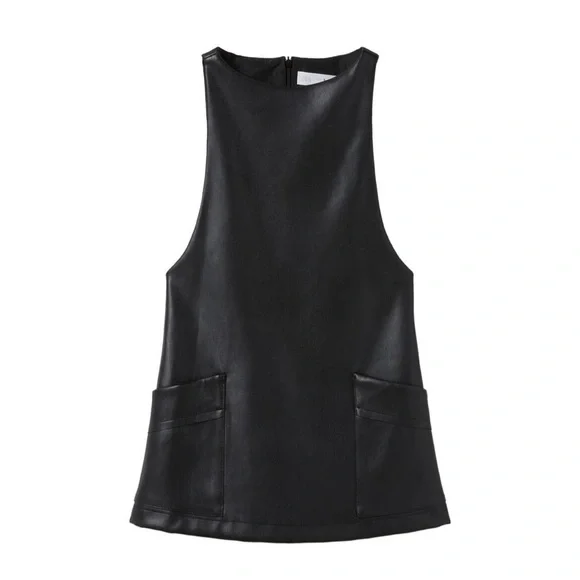Zara Faux Leather Pinafore Dress